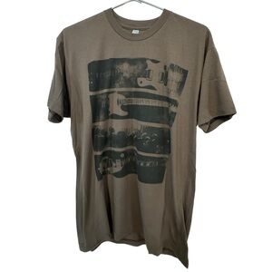Retro Brown Distressed Soft Guitars Rock Men’s L T-Shirt MINTY